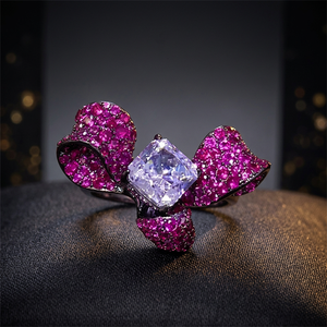 LAVINA SR28016RC Luxury 925 Sterling Silver Unisex Cocktail <b>Ring</b> Radiant Cut Cubic Zircon Faux Diamond Trendy <b>Ice</b> Fashion - Product Image 3