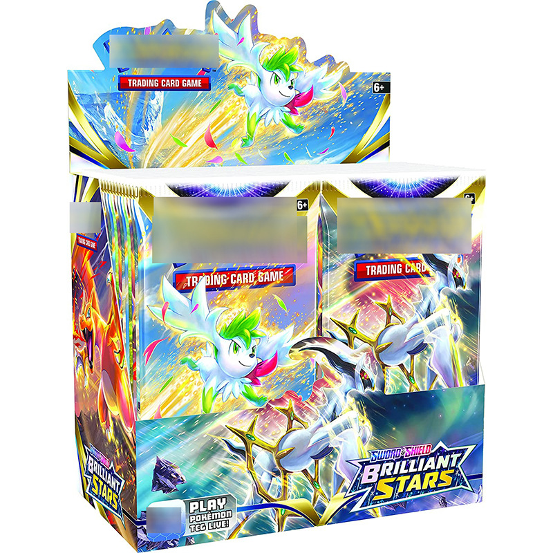 TCG: меч и щит-меч с блестящими звездами и щит, демонстрационная коробка с усилителем неба-36 упаковок по 10 карт