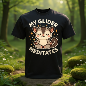 T-shirt unisex per adulti con stampa digitale a maniche corte e girocollo, tema animali domestici simpatici: My Glider Meditates - Product Image 2