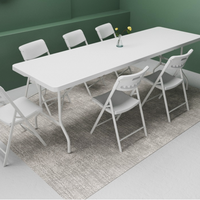 Table pliante portable en plastique blanc de 2.4m Table d'extérieur pliante rectangulaire blanche Bjflamingo
