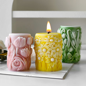 Caliente tendencia Rosa <span class=keywords><strong>Pilar</strong></span> incienso cera de soja vela perfumada producto de lujo para traje de Navidad para decoraciones de Super mercado - Product Image 1