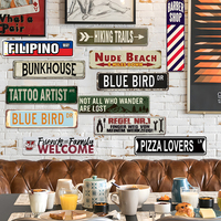Panneaux de signalisation personnalisés 10x40cm Panneau en métal vintage Affiche publicitaire routière Art mural Décoration Maison Restaurant Bar Garage Décor