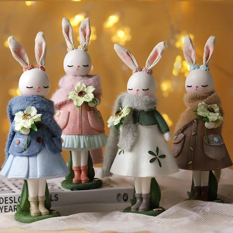 Bunny Easter Party Happy Easter Day Dekor Kinder Mädchen Kaninchen Party Geschenk Gunst Cartoon Cute Rabbit Home Tisch harz Ornamente