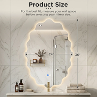 Accessoires de salle de bain LED, miroirs muraux, miroirs sans cadre, miroirs éclairés, miroirs ovales irréguliers