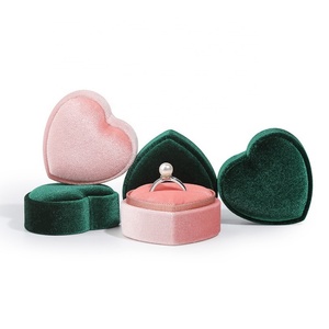 Handmade Personalized Soft Velvet Heart <b>Ring</b> <b>Box</b> Custom Options for Wedding & Gift Jewelry Packaging - Product Image 1