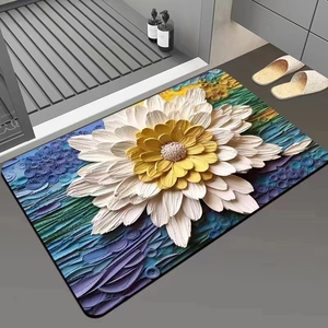 Tapis <span class=keywords><strong>de</strong></span> <span class=keywords><strong>bain</strong></span> antidérapant floral nordique DIATOM ABSORBANT moderne en caoutchouc à poils coupés pour la maison ou l'hôtel - Product Image 1