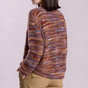 Women's New Arrival Vintage Fashion Deep V-Neck Design Fuzzy Long-Sleeve <b>Cardigan</b> <b>Sweater</b> Fashion - Product Image 3