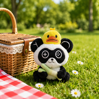 Peluche Panda Personnalisée, Jouet en Peluche pour Enfants, Panda Noir et Blanc avec Chapeau de Canard et Bambou