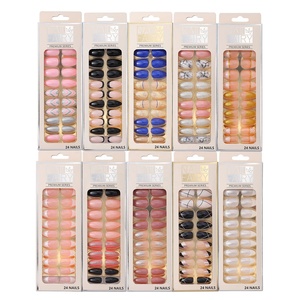 Paso Sico Professional Vendor French Artificial Nails French 24pcs/Box Almond Long Nail Tips Press on Nails