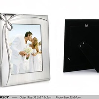 Cadre photo en alliage plaqué argent de haute qualité 20x25cm (8R) vertical horizontal moderne de luxe pour décoration de mariage et de maison