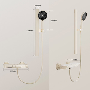 <b>Shower</b> Head Set 600Mm With Rain Spray Pattern Ceramic Valve Core Round Shape <b>Portable</b> Bathroom <b>Shower</b> Faucet - Product Image 1
