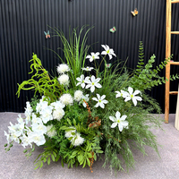 Ensemble de fleurs artificielles en soie durables faites à la main, style forêt, vert et blanc, pour décoration romantique rétro de mariage, allée, fête et extérieur