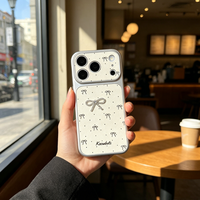 Nouvelle Coque de Téléphone Portable en Cuir PU à Pois avec Nœud, Coque Arrière Blanche Corning pour iPhone 17 16 15 14 13 Pro Max