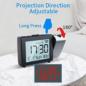 Réveil de table portable avec rétro-éclairage réglable et affichage calendrier réveil à <span class=keywords><strong>projection</strong></span> laser pour mur de <span class=keywords><strong>plafond</strong></span> de chambre - Product Image 3