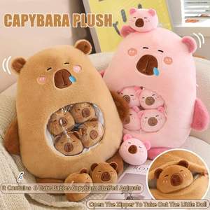 Capybara Plushie Doll Pillow Super Soft 6 Cute Baby Capybara Animales de peluche Juguete marrón para niños y niñas Bolsa de aperitivos incluida - Product Image 2
