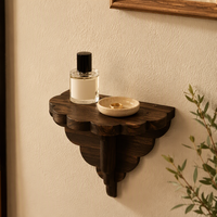 Étagère murale flottante vintage en bois massif à bord festonné, style campagne française, à un seul niveau, décorative, pour cuisine et salle de bain