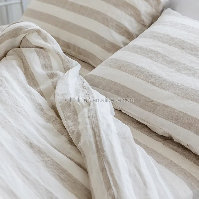 Ropa de cama de lino puro ropa de cama de conjunto de 4 piezas con fundas de almohada 1 hoja Plana 1 equipados hoja de 2 fundas de almohada
