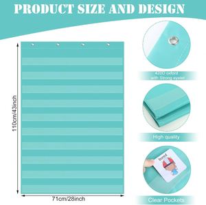 Tableau mural de poche noir à 10 poches, pour mots et phrases, fournitures pour enseignants, rentrée scolaire, 43x28 pouces, 420D - Product Image 2