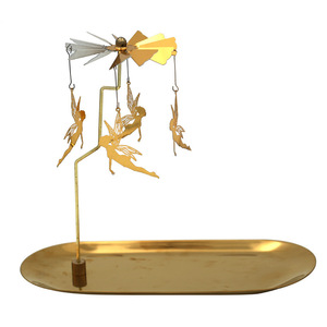 Support de bougie rotatif avec décorations féériques, plateau de carrousel à bougies, ensemble pour décoration de table de dîner romantique, cadeau - Product Image 4