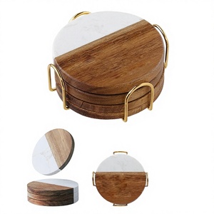 Homemate Modern Eco-Friendly Wooden Simple Coasters Round Coffee <b>Mats</b> <b>Cup</b> <b>Mat</b> 100mm Diameter 10mm Thick for Drinks - Product Image 2