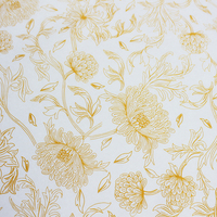 Nappe Moderne Premium Dorée à Motifs Floraux en PEVA Écologique Imperméable 130x160cm, Tapis de Table Domestique Anti-Huile, Tailles et Impressions Personnalisées