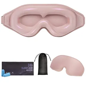 Yüksek kalite özel pembe 3D uyku göz maskesi bellek köpük konturlu Sleepmask