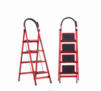 Échelle télescopique pliante en acier moderne rouge à 2-6 marches, échelle d'escalade domestique multi-usages