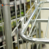 Chariot de stockage industriel robuste en acier doux Q235 soudé, à 4 côtés, pour entrepôt et blanchisserie