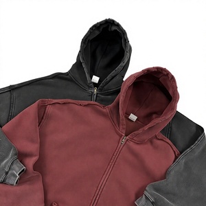 Sudaderas con Capucha para Hombre, de Alta Calidad, con Logotipo Personalizado, de Algodón Grueso, de Felpa, Tallas Grandes, Sudadera con Capucha Lavada al Ácido - Product Image 5