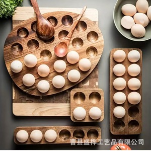 Sheng Hua Egg Storage Tray Wooden Divided Freshness Preservation Home <b>Kitchen</b> Refrigerator Use - Product Image 5