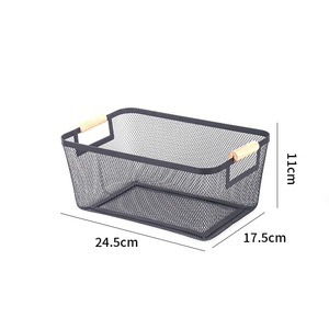 Organizzatore da tavolo con manico in legno in filo metallico cesto per articoli vari - Product Image 2