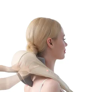 6 cabezales de masaje, masajeador inteligente de amasado fuerte, masajeador de cuello y hombros portátil para la parte superior de la espalda, máquina 2023 con calor