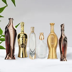 Factory Semi-Transparent Uv Bottle Glass Wine Bottle Customized Liquor Vodka Glass Bottle