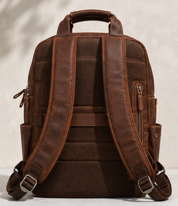 Durable Full Grain Cow Leather Urban Travel Backpack with Multiple Pockets - Product Image 4