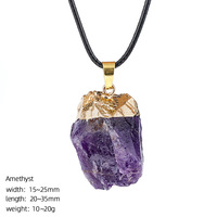 Collier en cristal de quartz améthyste naturel brut, pierres de guérison, pendentif en cristal brut