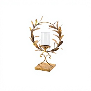Porte-bougie en fer au design tendance, qualité supérieure, avec cheminée en verre, à prix attractif - Product Image 1