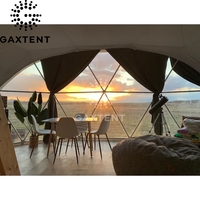 Dôme géodésique transparent de luxe pour jardin, tente hôtelière en verre, marque GALAXY, quatre saisons, 3 chambres/1 séjour, résistance au vent 12 pieds 120 km/h