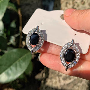 Pendientes de Moda Blancos con Circonita Ovalada en Forma de Gota de Agua, Chapados en Oro Blanco, Joyería para Mujer para Fiestas - Product Image 3