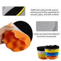 Tampon de polissage rond en mousse de polyester multicolore de 7 pouces, haute efficacité, facile à utiliser, pour le polissage et le cirage des voitures, le detailing automobile