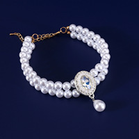 Nouveauté : Collier de luxe pour chat et chien, accessoires pour animaux de compagnie, tendance, multi-tailles, double couche, pendentif en perles et pierres précieuses