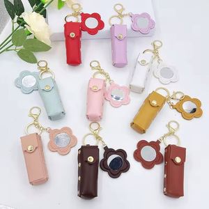 Porte-clés personnalisé avec logo, mini miroir cœur en PU, pour rouge à lèvres et brillant à lèvres de luxe - Product Image 3
