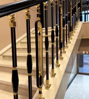 Balustres en aluminium de design moderne LD, élégants et luxueux, dorés et noirs, pour balcons, escaliers et rampes