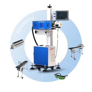 China automatic flying co2 laser marking machine for carton biscuit snacks packaging line CO2 laser marker