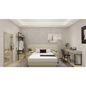 Juego de Muebles de Dormitorio Personalizables para Proyectos Hoteleros de 3 Estrellas, Suite Completa con Cama de Madera, Armario, Escritorio, Silla y Mesitas de Noche - Product Image 5