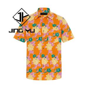 เสื้อฮาวายดีไซน์ใหม่ พิมพ์ลายโลโก้ตามสั่ง กระดุมแบบซับลิเมชั่น ผ้าลินิน สไตล์ลำลองชายหาด สำหรับผู้ชาย - Product Image 5