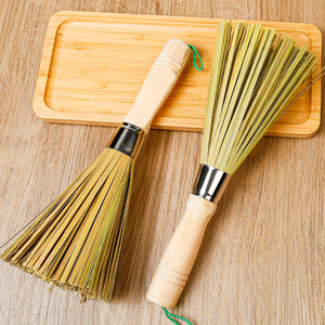 Bamboo Pot <b>Brush</b> Round Kitchen Cleaning <b>Brush</b> Bamboo Green Strip Form - Product Image 1