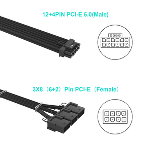 Kabel Ekstensi PSU GPU PCIE 16-Pin ke <span class=keywords><strong>3</strong></span> x 8(6+<span class=keywords><strong>2</strong></span>) Pin dengan Selubung untuk Kartu Grafis RTX 3090Ti - Product Image 3