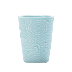 Tasse à café en céramique à motif vague en relief, mini tasse à Coca en porcelaine, style oriental pour le thé de l'après-midi et usage domestique - Product Image 3