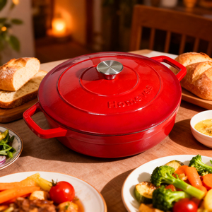 Olla de Hierro Fundido de <span class=keywords><strong>4QT</strong></span>, Oferta, Olla para Estofar/Cazuela para Asar/<span class=keywords><strong>Cocotte</strong></span> para Biryani, Antiadherente y Esmaltada, Apta para Horno - Product Image 6