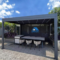 Pergola bioclimatique motorisée en aluminium avec toit à lames orientables, télécommande magique, pour jardin, arches, tonnelles, pergolas